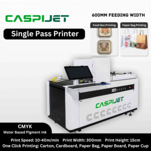 Caspijet CS-600 60cm single pass printer printing on paper bag