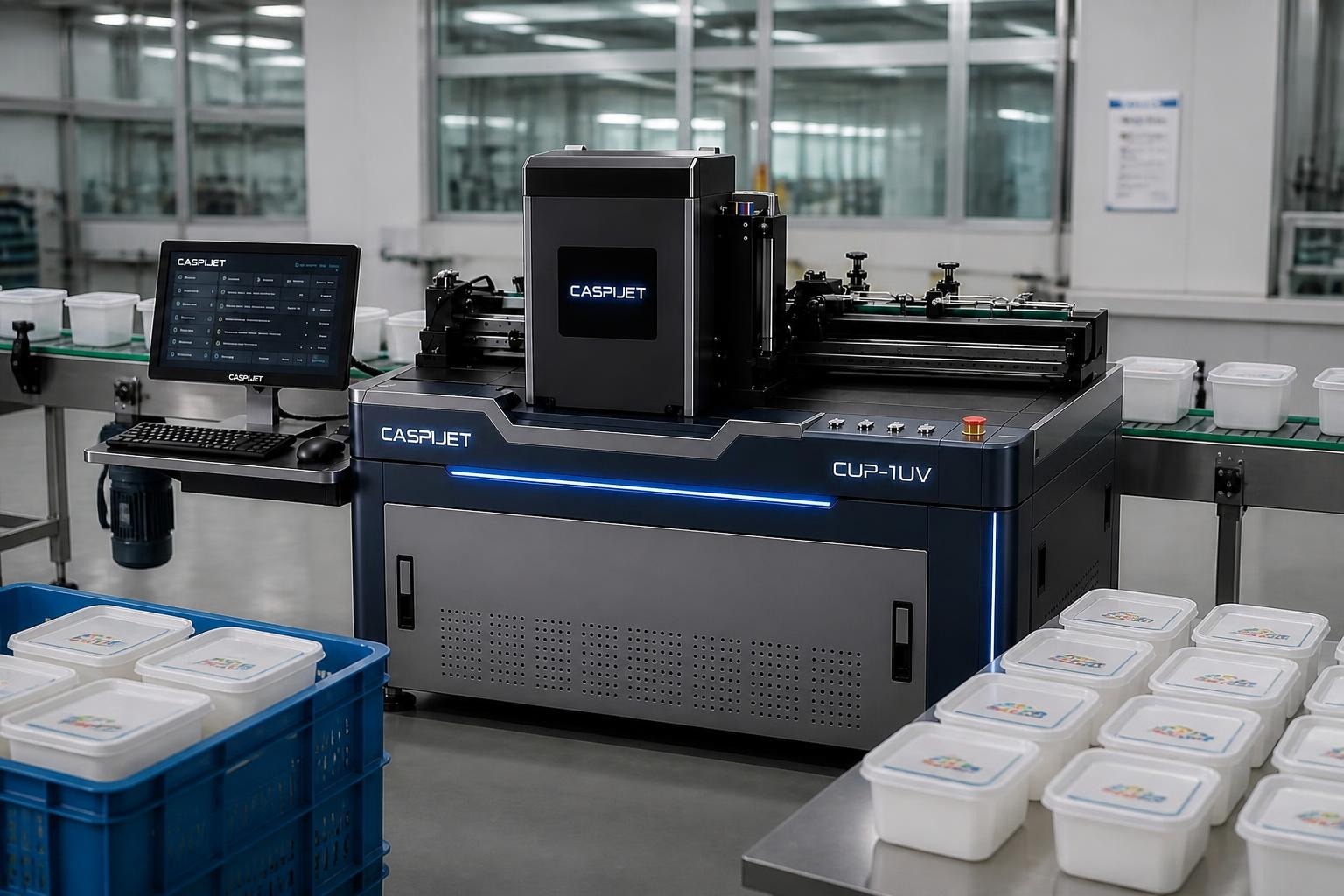 Caspijet CUP-1UV plastic container printing production