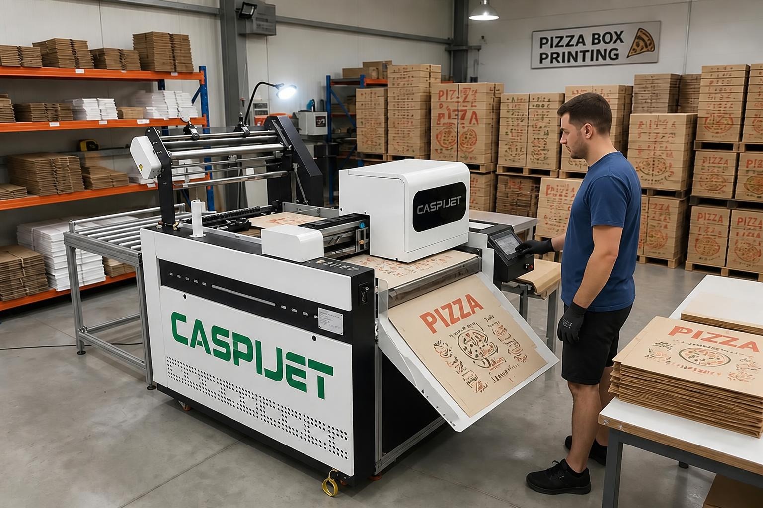 CJ-T30 printing customized pizza boxes