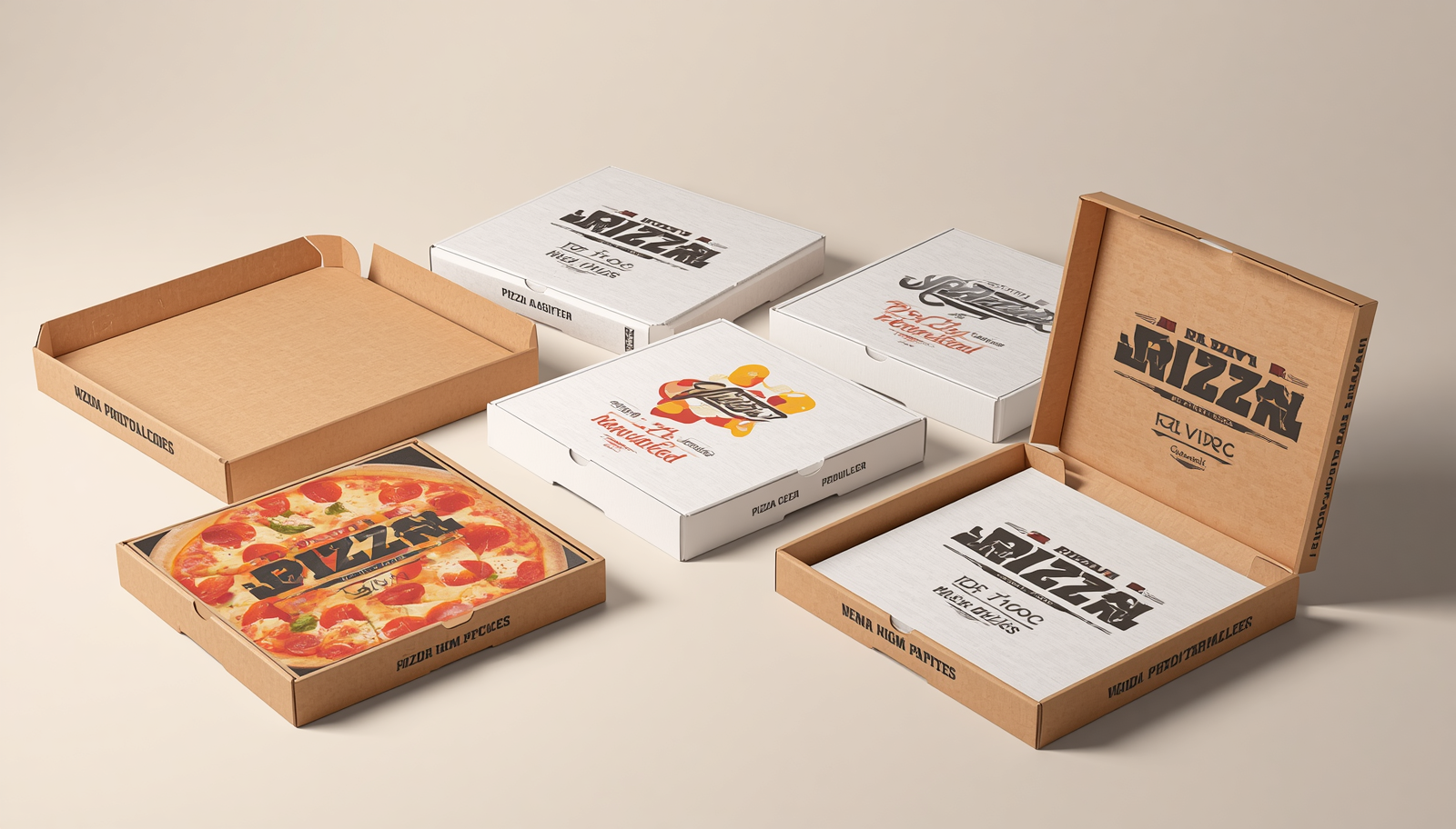 Caspijet digital pizza box printing machine and printed pizza boxes